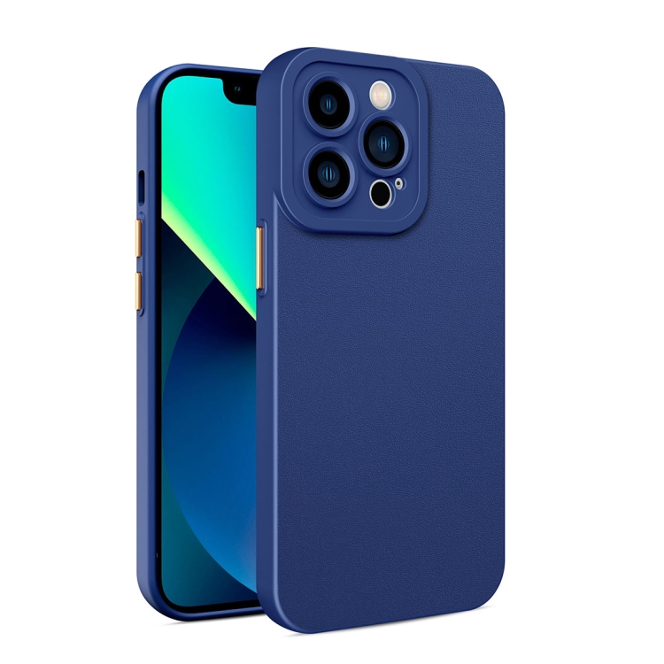 

Leather Texture TPU Phone Case For iPhone 12 Pro(Royal Blue)