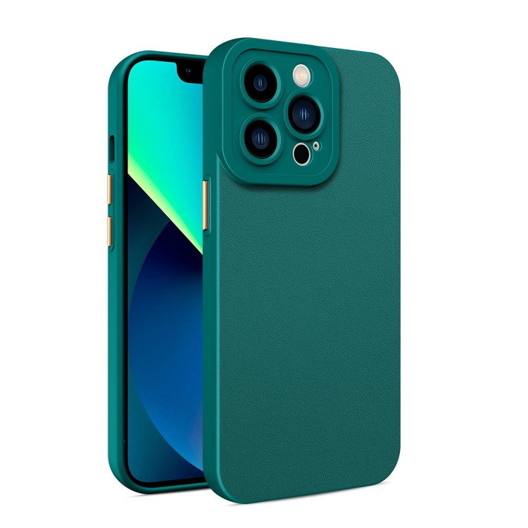 

For iPhone 11 Leather Texture TPU Phone Case (Dark Green)