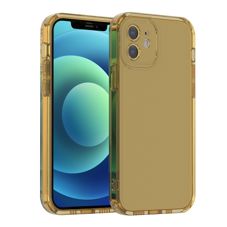 

Straight Edge Space Shockproof Phone Case For iPhone 12 mini(Transparent Yellow)
