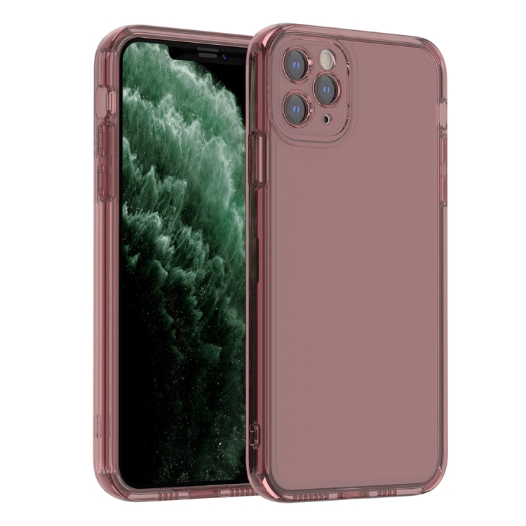 

Straight Edge Space Shockproof Phone Case For iPhone 11 Pro Max(Transparent Pink)