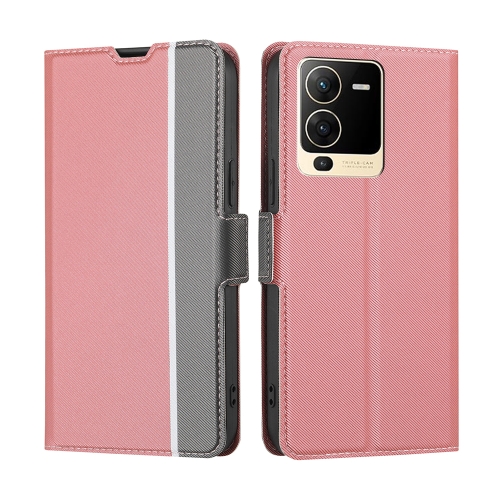 

For vivo S15 5G Twill Texture Side Button Leather Phone Case(Pink)