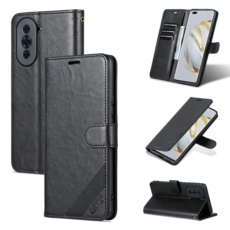 

For Huawei nova 10 Pro AZNS Sheepskin Texture Flip Leather Phone Case(Black)