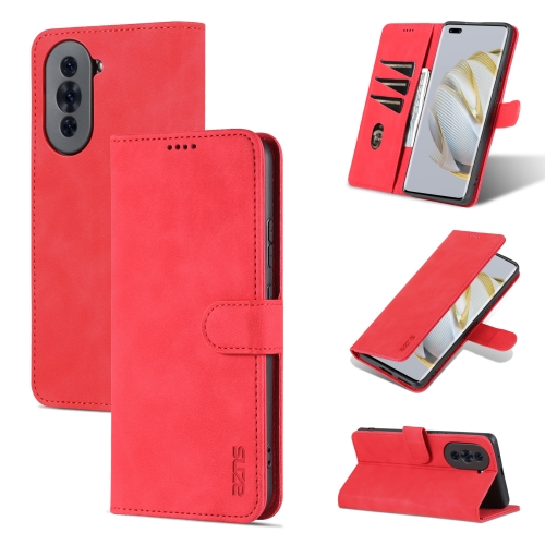 

For Huawei nova 10 Pro AZNS Skin Feel Calf Texture Flip Leather Phone Case(Red)