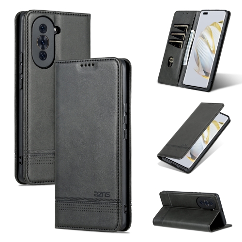 

For Huawei nova 10 Pro AZNS Magnetic Calf Texture Flip Leather Phone Case(Black)