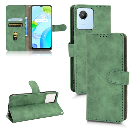 

For Realme C30 Skin Feel Magnetic Flip Leather Phone Case(Green)