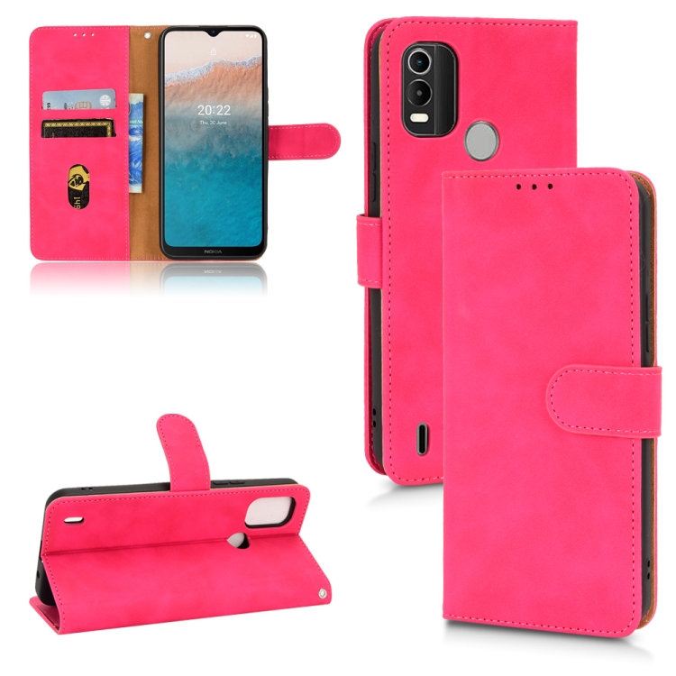 

For Nokia C21 Plus Skin Feel Magnetic Flip Leather Phone Case(Rose Red)