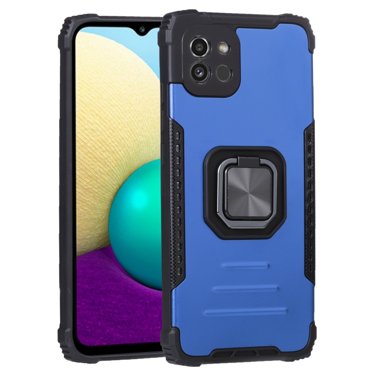 

For Samsung Galaxy A03 164mm Aluminum and TPU Phone Case with Ring Holder(Blue)