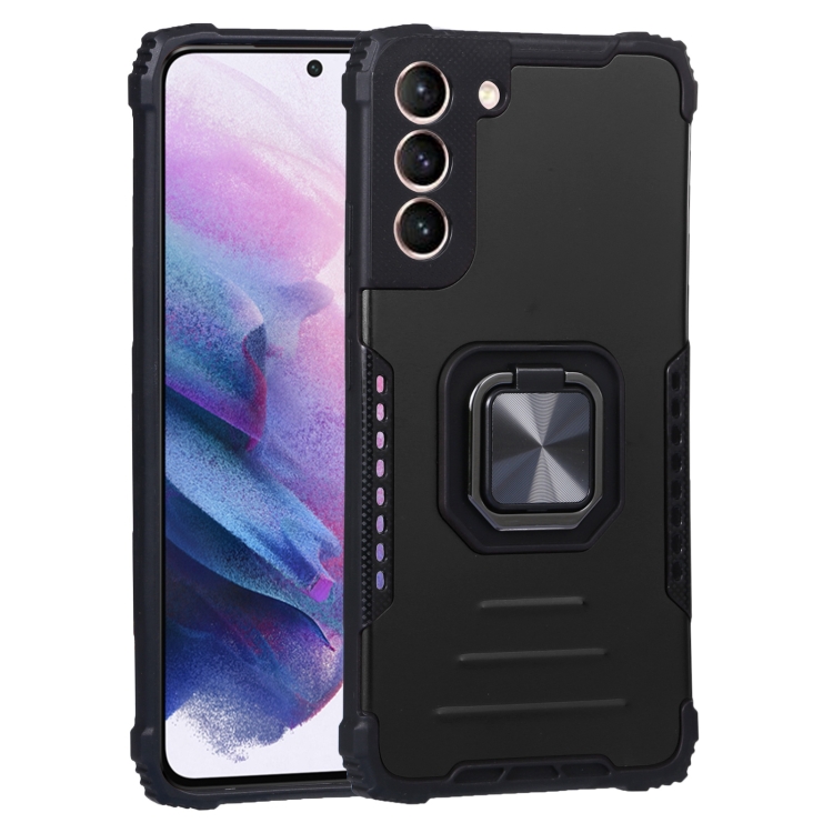 

For Samsung Galaxy S22+ 5G Aluminum and TPU Phone Case with Ring Holder(Black)