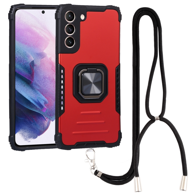 

For Samsung Galaxy S22+ 5G Lanyard Aluminum and TPU Phone Case(Red)