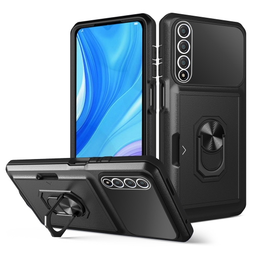 

For Huawei Y9s Card Ring Holder PC + TPU Phone Case(Black)