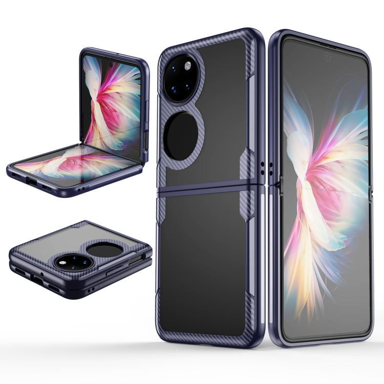 

For Huawei P50 Pocket Carbon Brazed TPU Drop Protection Phone Case(Blue)