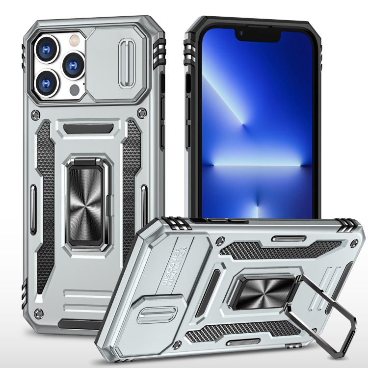 

For iPhone 13 Pro Max Armor PC + TPU Camera Shield Phone Case (Grey)