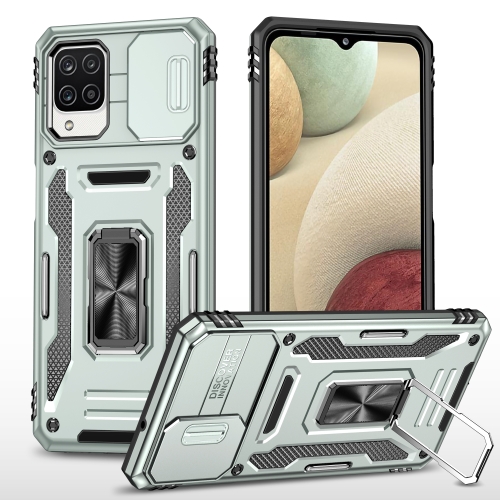 

For Samsung Galaxy A12 5G/4G / M12 / F12 Armor PC + TPU Camera Shield Phone Case(Grey)