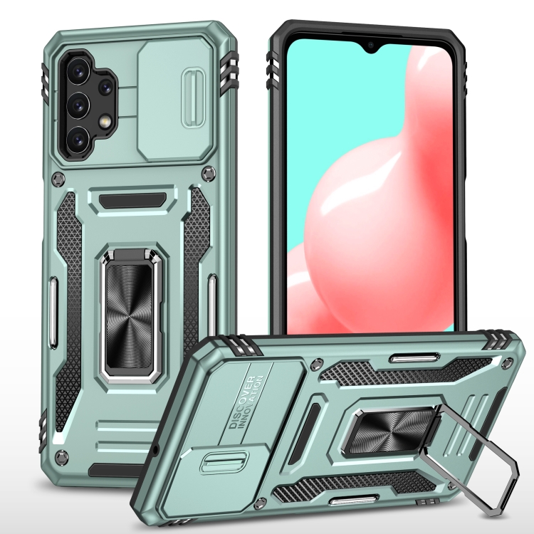 

For Samsung Galaxy A32 5G Armor PC + TPU Camera Shield Phone Case(Alpine Green)