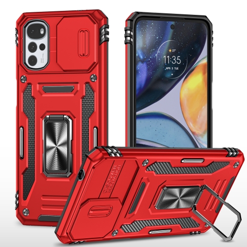 

For Motorola Moto G22 Armor PC + TPU Camera Shield Phone Case(Red)