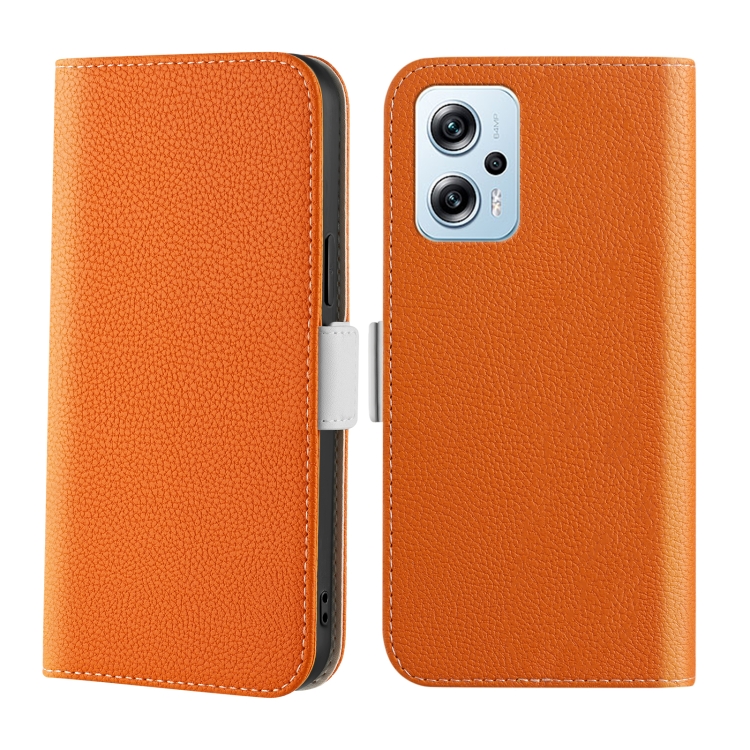 

For Xiaomi Poco X4 GT 5G Candy Color Litchi Texture Leather Phone Case(Orange)