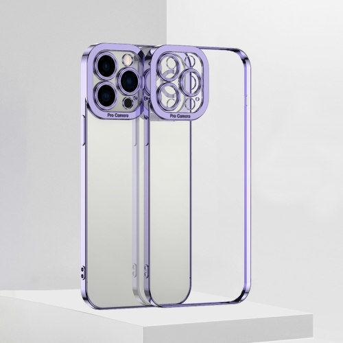 

For iPhone 14 Electroplating High Transparent TPU Phone Case (Purple)