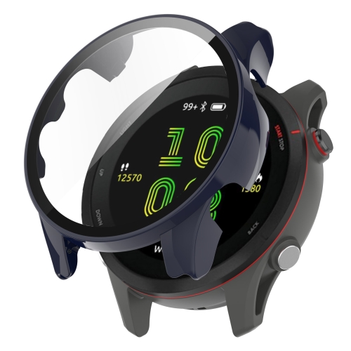 

For Garmin Forerunner 255S PC Tempered Film Full Body Watch Case(Ink Blue)