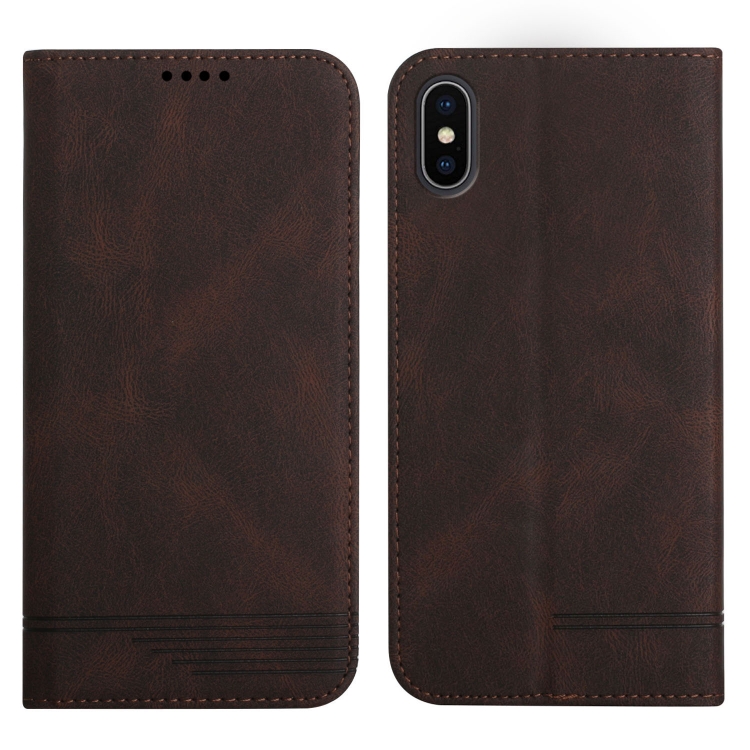 

Strong Magnetic Leather Case For iPhone XS / X(Brown)