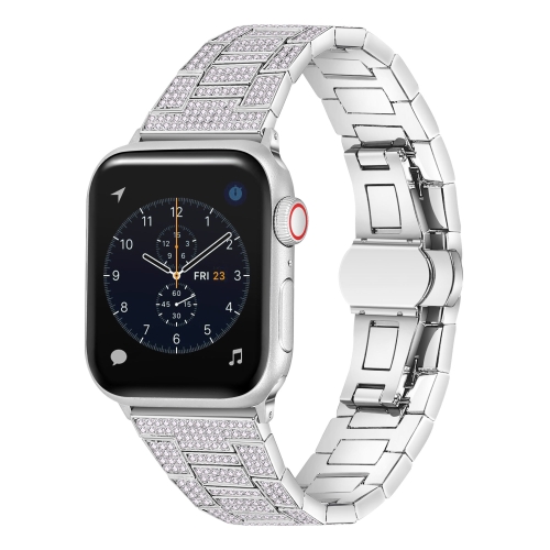 

Diamond Metal Watch Band For Apple Watch Series 8&7 41mm / SE 2&6&SE&5&4 40mm / 3&2&1 38mm(Silver)