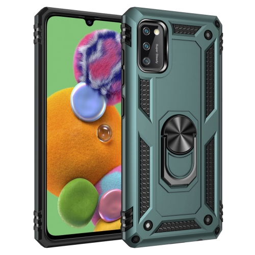 

For Galaxy A41 Shockproof TPU + PC Protective Case with 360 Degree Rotating Holder(Green)