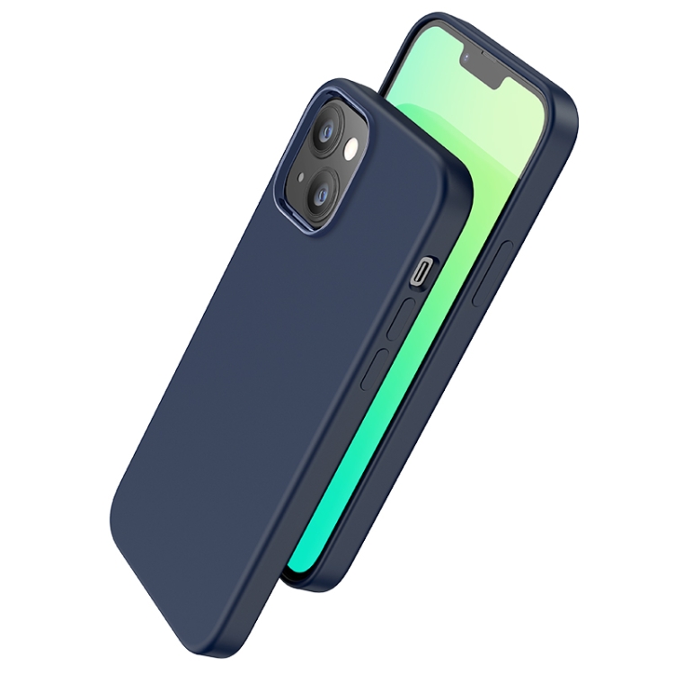

hoco Pure Series Liquid Silicone Phone Case For iPhone 14 Max(Blue)