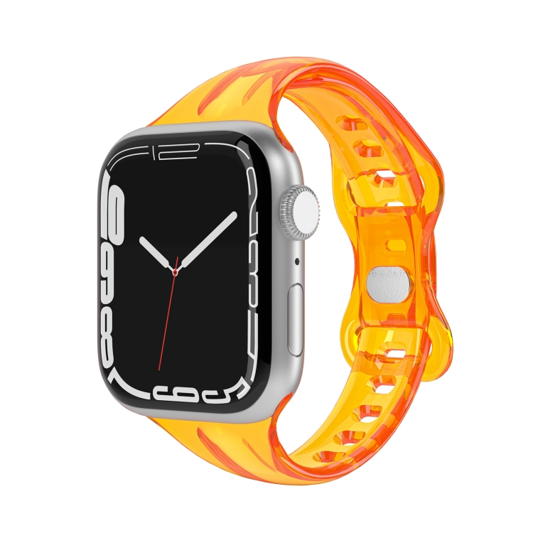 

TPU 8-buckle Watch Band For Apple Watch Ultra 49mm / Series 8&7 45mm / SE 2&6&SE&5&4 44mm / 3&2&1 42mm(Fluorescent Orange)