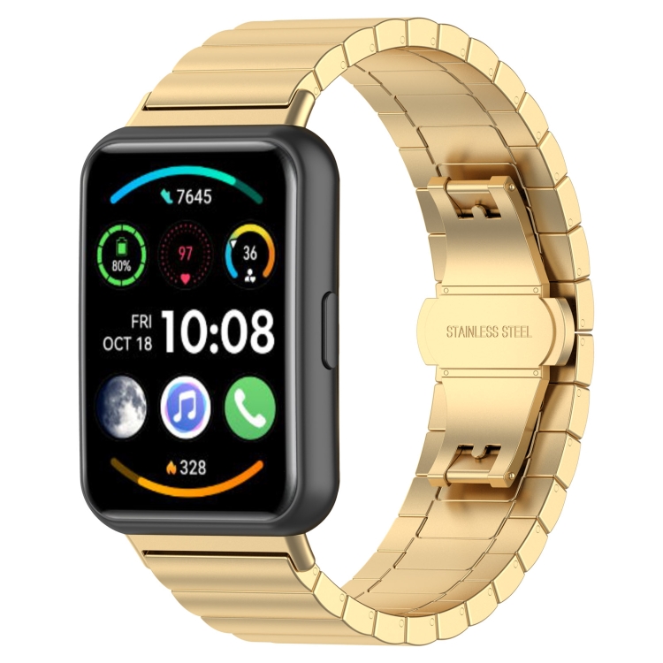 

For Huawei Watch Fit 2 One-bead Stainless Steel Watch Band(Gold)