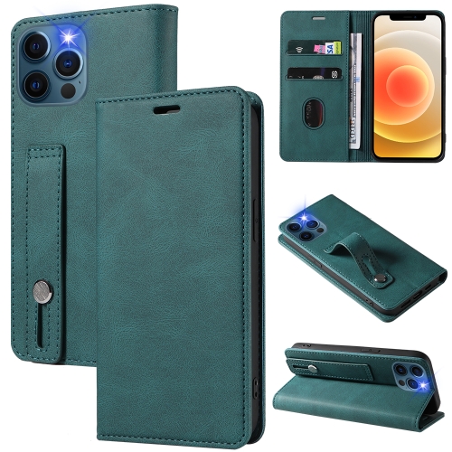 

Wristband Magnetic Leather Phone Case For iPhone 12 mini(Light Blue)