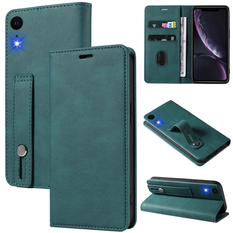 

Wristband Magnetic Leather Phone Case For iPhone XR(Light Blue)