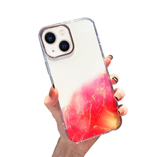 

Gold Halo Marble Pattern Phone Case For iPhone 14(Red)