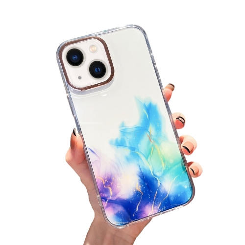 

Gold Halo Marble Pattern Phone Case For iPhone 14 Max(Blue)