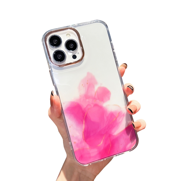 

Gold Halo Marble Pattern Phone Case For iPhone 13 Pro(Pink)