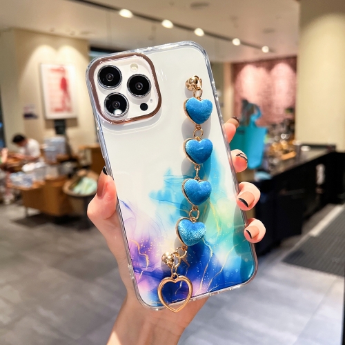 

Gold Halo Marble Pattern Case with Love Bracelet For iPhone 11 Pro Max(Blue)