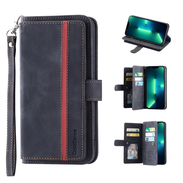 

9 Card Slots Splicing Magnetic Leather Flip Case For iPhone 13 Pro Max(Black)