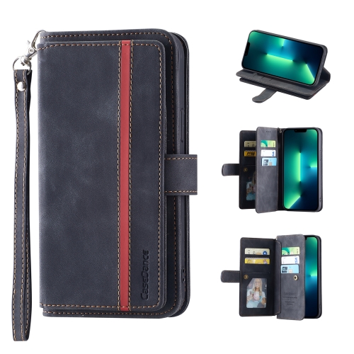 

9 Card Slots Splicing Magnetic Leather Flip Case For iPhone 12 Pro Max(Black)