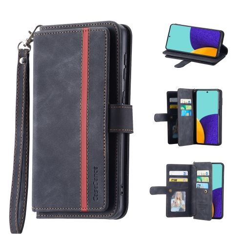 

For Samsung Galaxy A52 / A52s 5G/4G 9 Card Slots Splicing Magnetic Leather Flip Phone Case(Black)