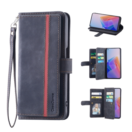 

For OPPO A54 5G/A74 5G/A93 5G 9 Card Slots Splicing Magnetic Leather Flip Phone Case(Black)