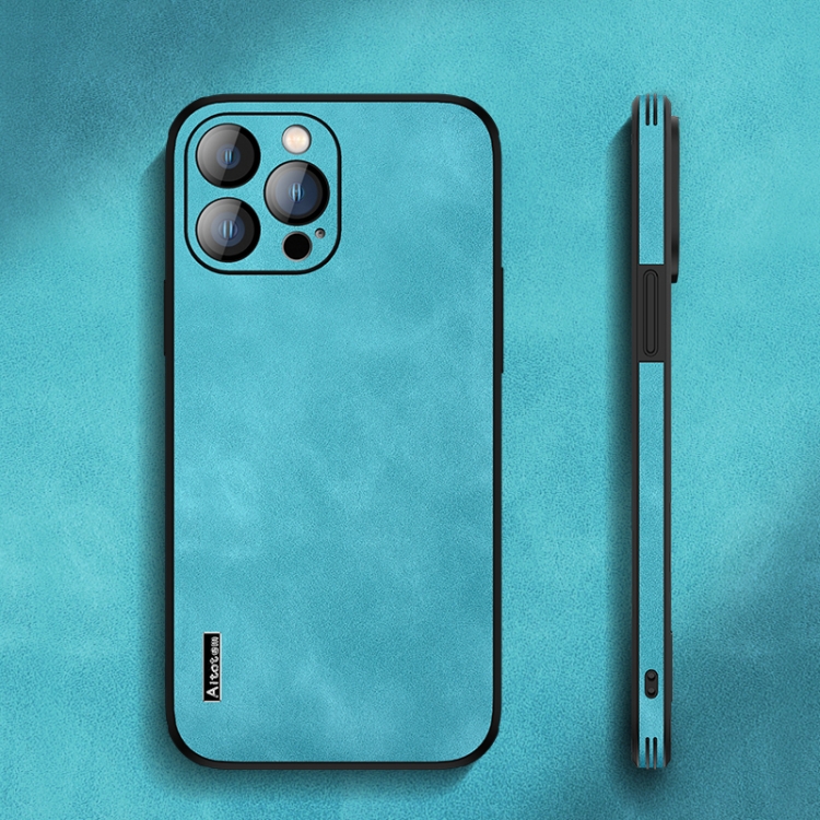 

For iPhone 13 Pro Lambskin Silicone Phone Case (Coral Green)