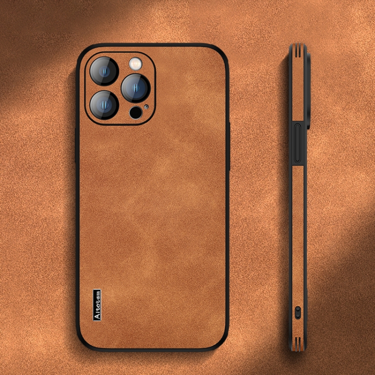 

For iPhone 12 Pro Lambskin Silicone Phone Case(Khaki)
