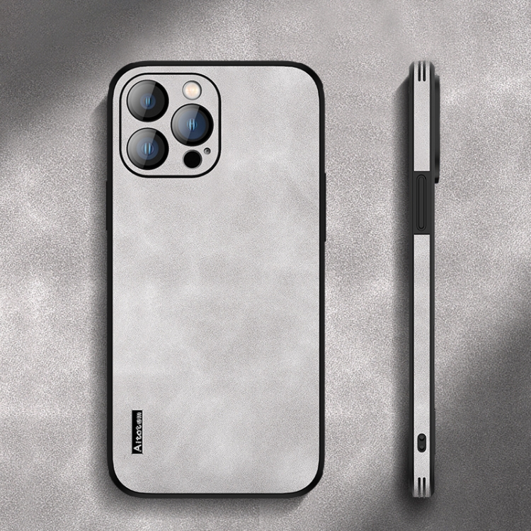 

For iPhone 12 Pro Max Lambskin Silicone Phone Case(Grey)