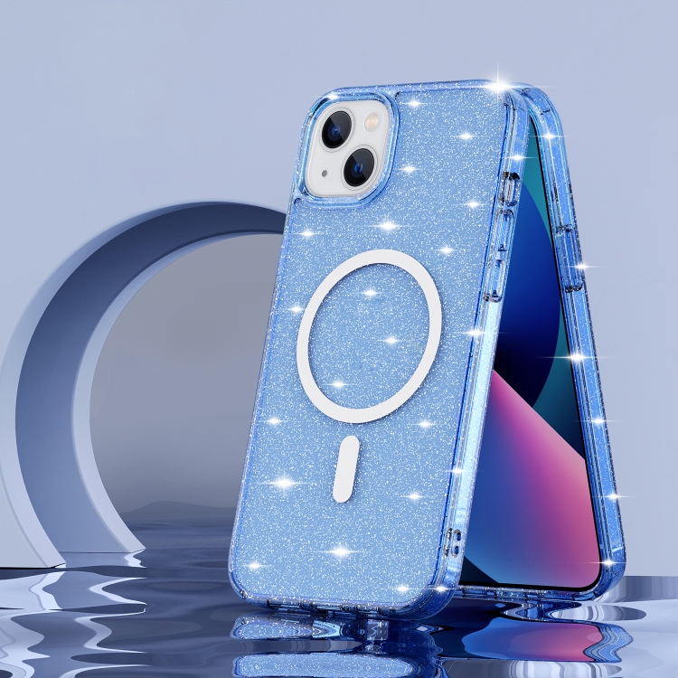 

Glitter Series Magsafe Magnetic Phone Case For iPhone 14 Max(Transparent Sierra Blue)