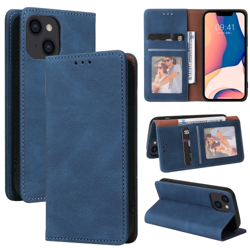 

Simple Suction Closure Horizontal Flip Leather Case For iPhone 14(Blue)