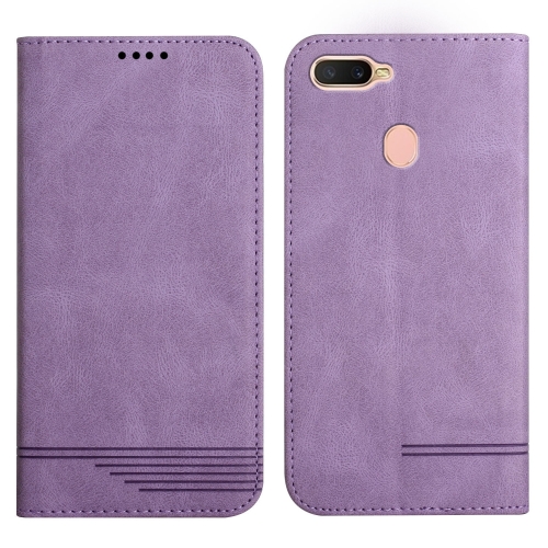 

For OPPO A7 / A12 / A5s Strong Magnetic Leather Case(Purple)