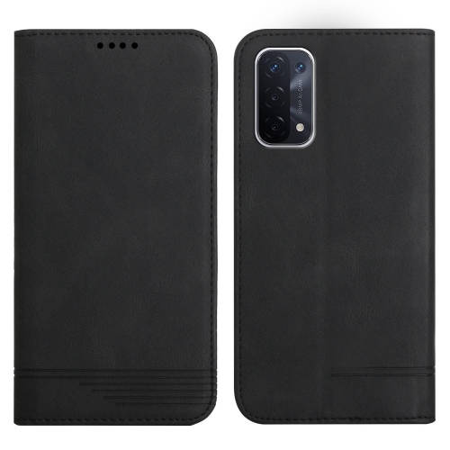 

For OPPO A54 / A74 / A93 Strong Magnetic Leather Case(Black)