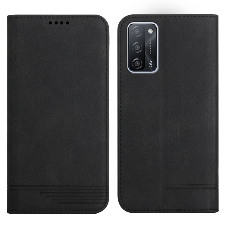 

For OPPO A55 5G Strong Magnetic Leather Case(Black)