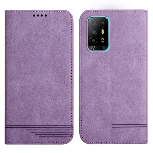 

For OPPO A94 5G Strong Magnetic Leather Case(Purple)