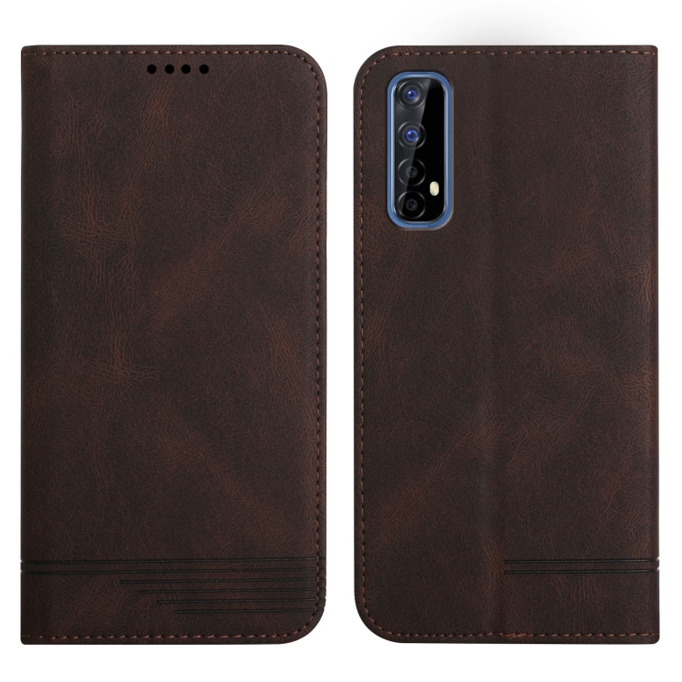 

For Realme 7 4G Strong Magnetic Leather Case(Brown)