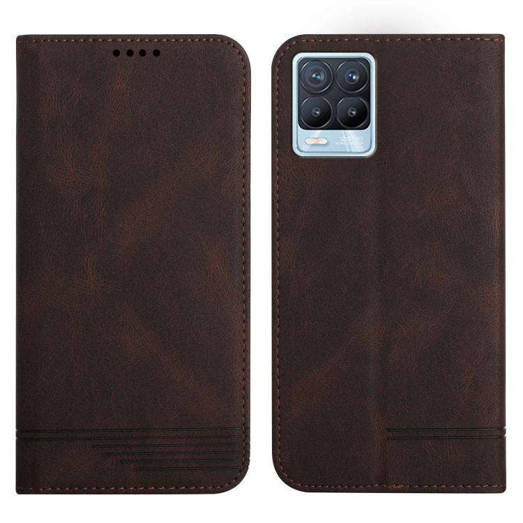 

For Realme 8 4G / 8 Pro Strong Magnetic Leather Case(Brown)