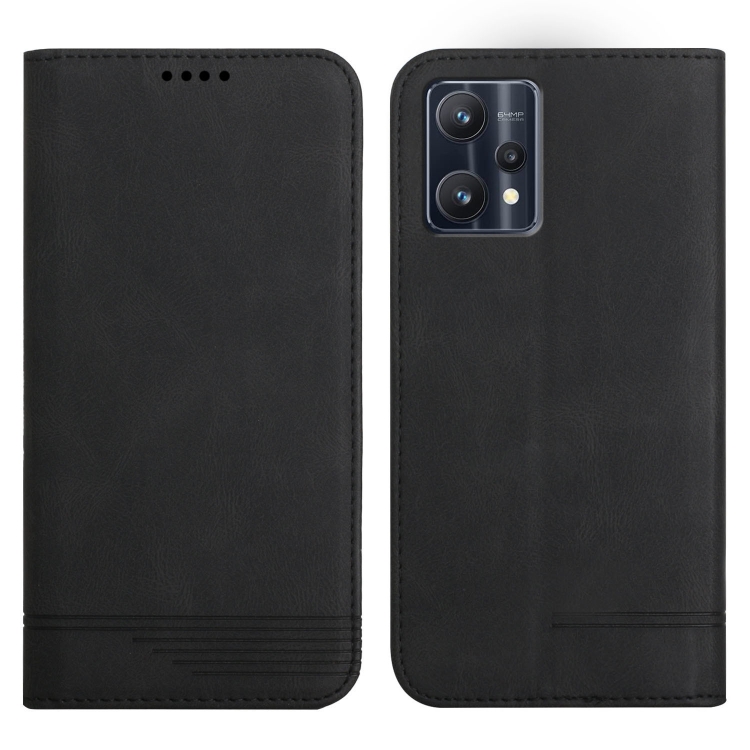 

For Realme 9 Pro+ Strong Magnetic Leather Case(Black)